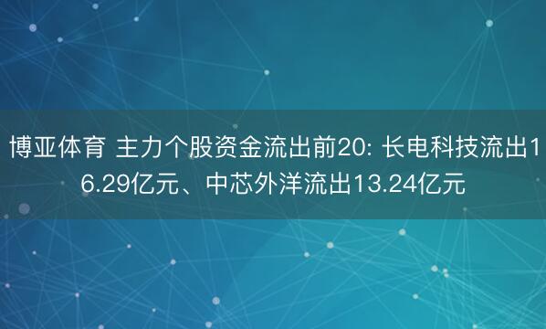 博亚体育 主力个股资金流出前20: 长电科技流出16.29亿元、中芯外洋流出13.24亿元