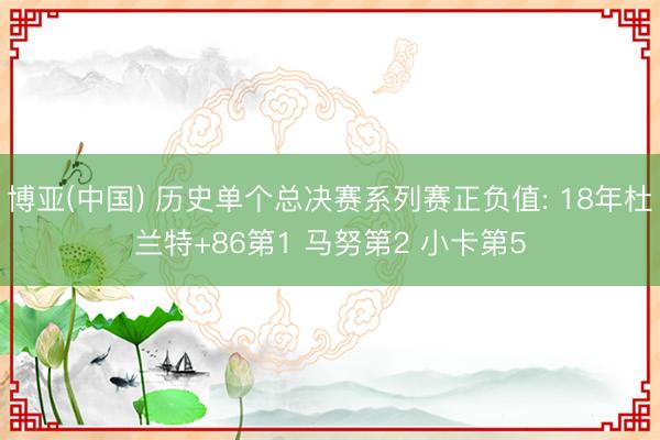 博亚(中国) 历史单个总决赛系列赛正负值: 18年杜兰特+86第1 马努第2 小卡第5
