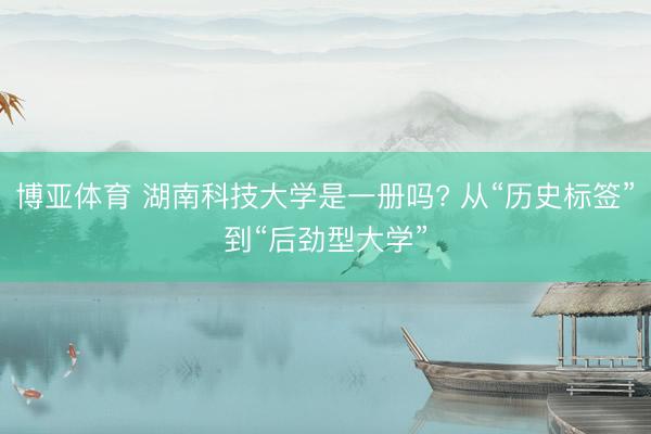 博亚体育 湖南科技大学是一册吗? 从“历史标签”到“后劲型大学”