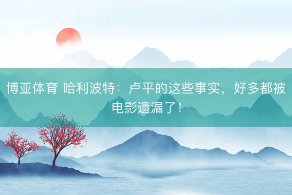 博亚体育 哈利波特：卢平的这些事实，好多都被电影遗漏了！