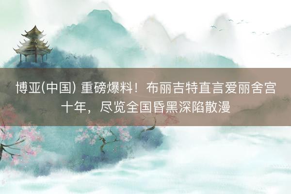 博亚(中国) 重磅爆料！布丽吉特直言爱丽舍宫十年，尽览全国昏黑深陷散漫