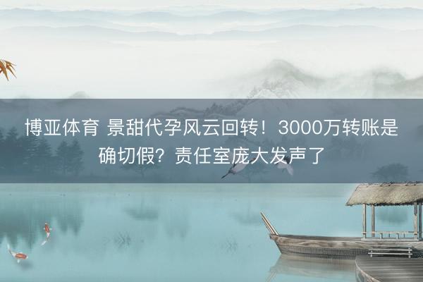 博亚体育 景甜代孕风云回转！3000万转账是确切假？责任室庞大发声了