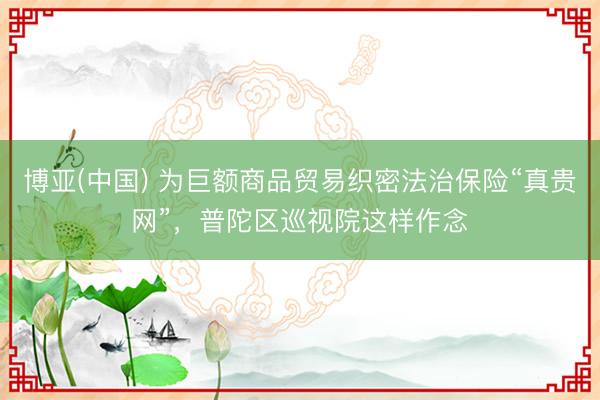 博亚(中国) 为巨额商品贸易织密法治保险“真贵网”，普陀区巡视院这样作念
