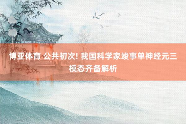 博亚体育 公共初次! 我国科学家竣事单神经元三模态齐备解析